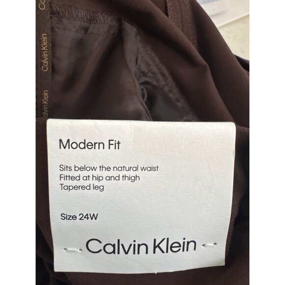 Calvin Klein Womens Modern Fit Trousers Size 24W Brown plus new $99 - Picture 5 of 5